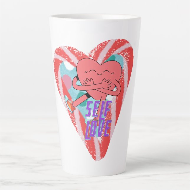 Mikitiez rosa Herz selflove june gemini Milchtasse (Vorderseite)
