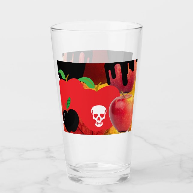 Mikitiez roter Schädel giftiger Apfel veganer Somm Glas (Vorderseite)