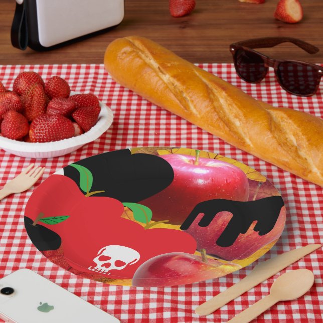 Mikitiez roter Schädel giftiger Apfel veganer Somm Pappteller (Picknick)