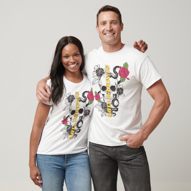 Mikitiez Schädeltätowierung rosen Gesteinspunk T-Shirt (Unisex)