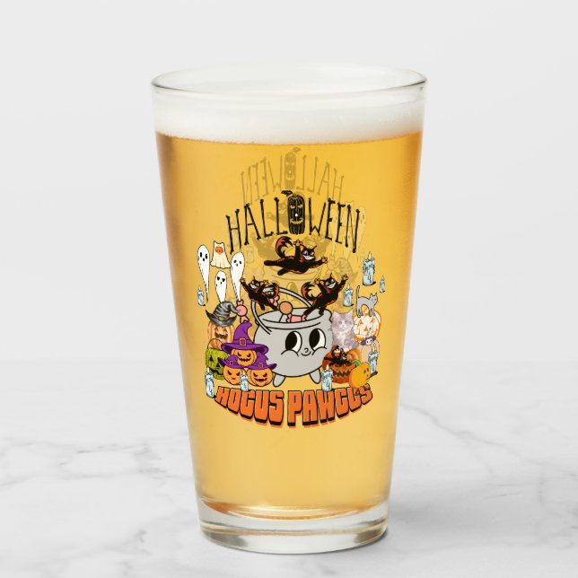 Mikitiez schwarze Katze spooky halloween vibes gho Glas (Rückseite (gefüllt))