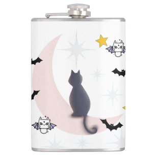 Mikitiez Schwarzkatzenfledermaus halloween winter  Flachmann