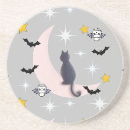 Mikitiez Schwarzkatzenfledermaus halloween winter Getränkeuntersetzer