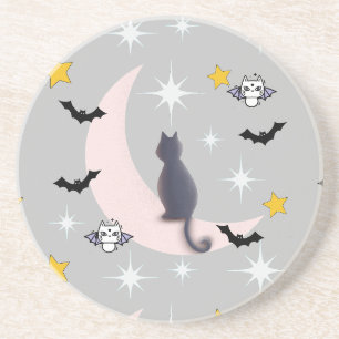 Mikitiez Schwarzkatzenfledermaus halloween winter  Getränkeuntersetzer