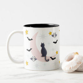 Mikitiez Schwarzkatzenfledermaus halloween winter  Zweifarbige Tasse