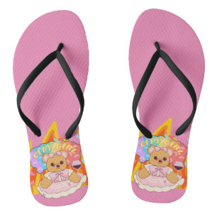 Mikitiez Sommer Teddybär Jellie Rotwein Feuer Flip Flops