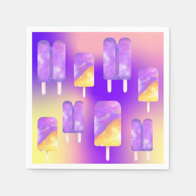 Mikitiez Sommerregenbogen lila Goldpopsilie Serviette (Vorderseite)