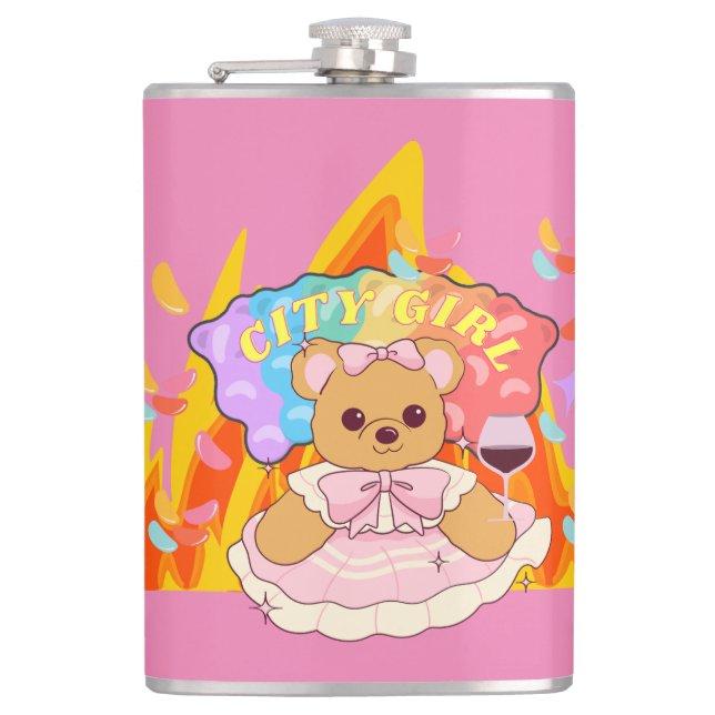 Mikitiez Sommerteddy Bären Gelee Rotwein Feuer Flachmann (Vorderseite)