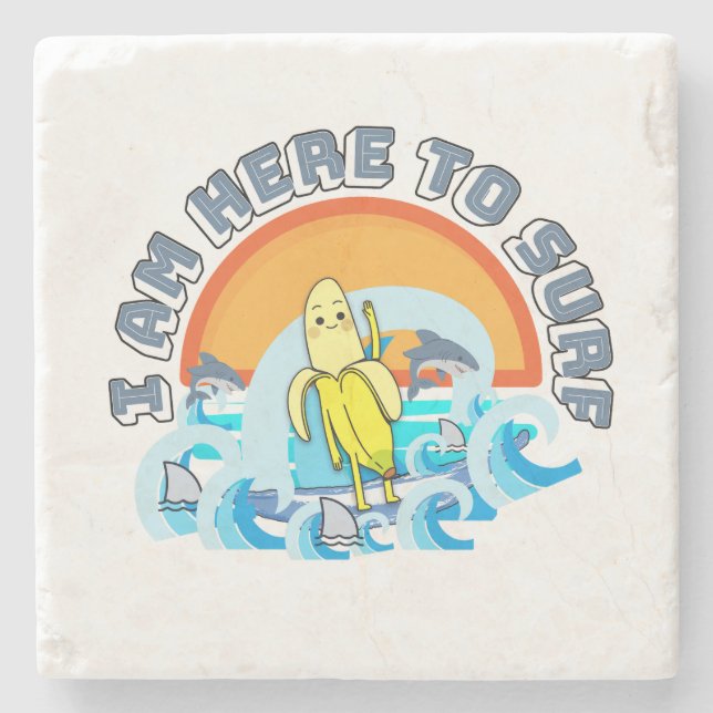 Mikitiez Sommerwindsurf Bananasplit Eisschrei Steinuntersetzer (Vorderseite)