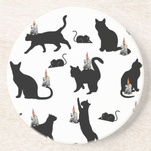 Mikitiez spooky Bombay schwarze Katze Halloween Getränkeuntersetzer