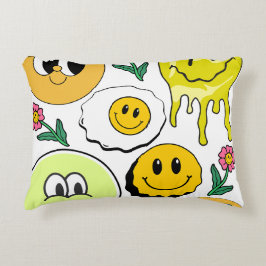 Mikitiez Throw Pillow Smileyface gelber Garten Dekokissen