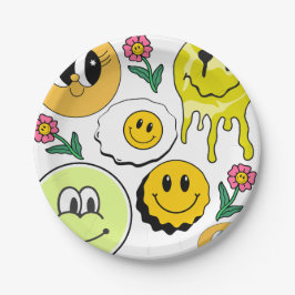 Mikitiez Throw Pillow Smileyface gelber Garten Pappteller