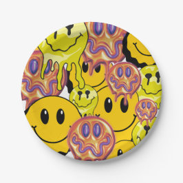 Mikitiez Throw Pillow Smileyface gelber Garten Pappteller