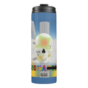 Mikitiez Träumer Totenkopf Tattoo Regenbogen Rose Thermosbecher