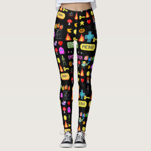 Mikitiez Videospiel Pixel Halloween gruseliger Fle Leggings