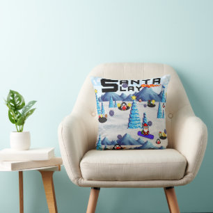 Mikitiez Weihnachten Santa Snowboard Crew Pinguin Kissen