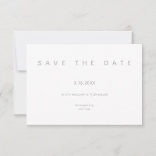 Mikro Hochzeitweißgraue Typografie Kleine Minimal Save The Date