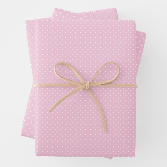Mikro-Polka-Dot-Weiß - Hellrosa Geschenkpapier Set (Beispiel)