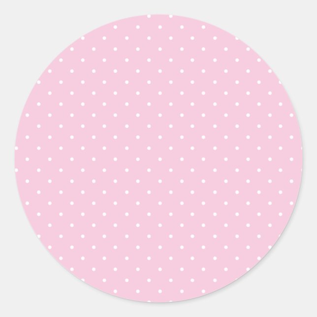 Mikro-Polka-Dot-Weiß - Hellrosa Runder Aufkleber (Vorderseite)