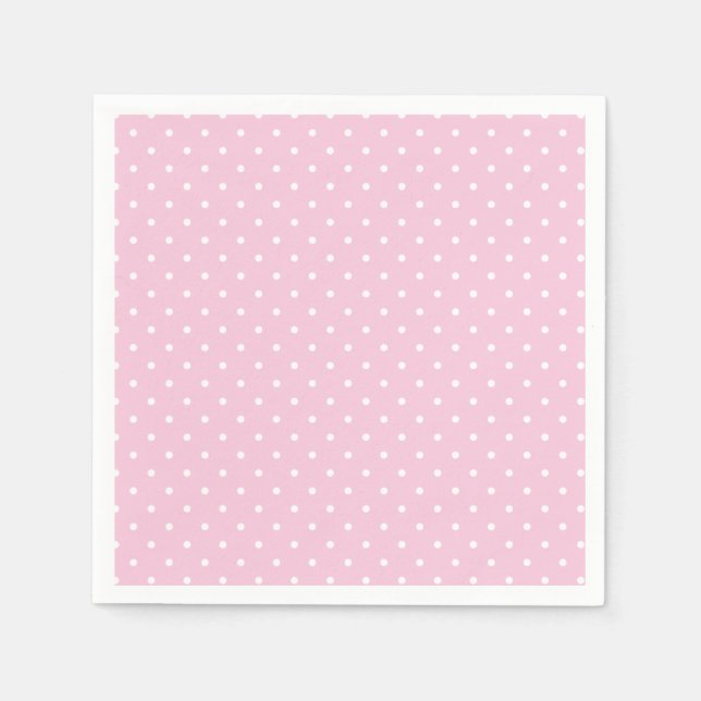 Mikro-Polka-Dot-Weiß - Hellrosa Serviette (Vorderseite)