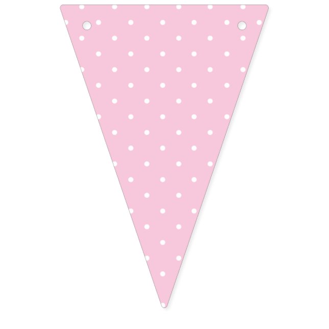 Mikro-Polka-Dot-Weiß - Hellrosa Wimpelkette (Erste Fahne)