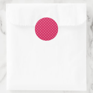 Mikro-Polka-Dot-Weiß - Himbeere Runder Aufkleber