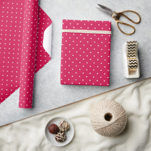 Mikro-Polka-Dot-Weiß - Himbeerrot Geschenkpapier