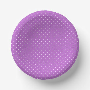 Mikro-Polka-Dot-Weiß - Orchidee-Lila Pappteller