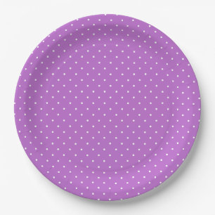 Mikro-Polka-Dot-Weiß - Orchideen-Purple Pappteller