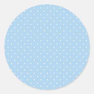 Mikro-Polka-Punkt-Weiß - Babyblau Runder Aufkleber