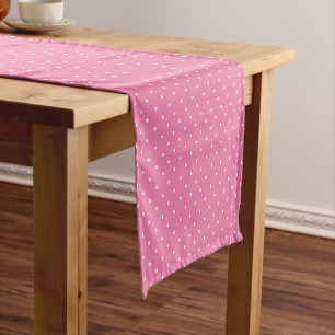 Mikro Punkte Weiß - Fuchsia Pink Kurzer Tischläufer