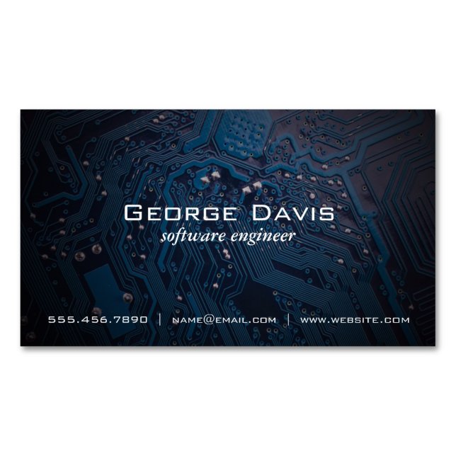 Mikrochip | Software Engineer Magnetische Visitenkarte (Vorderseite)