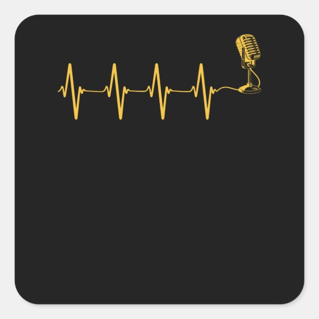 Mikrofon Heartbeat Golden Heartbeat Quadratischer Aufkleber (Vorderseite)