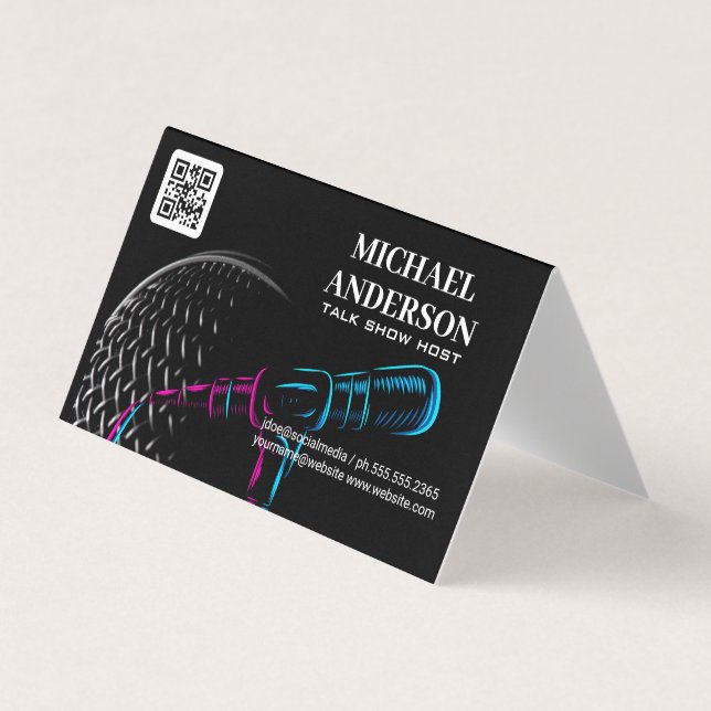 Mikrofon-Logo | Podcast Vlogger Visitenkarten (Vorderseite)