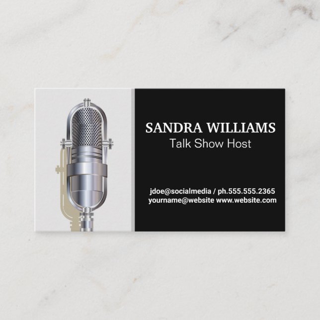 Mikrofon | Podcast Host Business Card Visitenkarte (Vorderseite)
