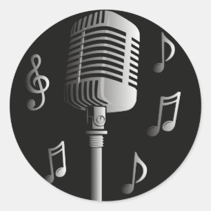 Mikrofon, Vintage analoge Tonwiedergabe Runder Aufkleber