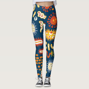 Mikroorganismen Dunkles Blau: Biologisches Muster Leggings