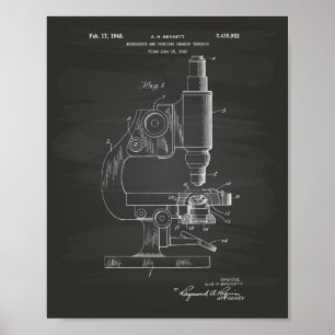 Mikroskop 1948 Patent Kunst Kreidetafel Poster