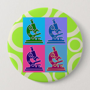 Mikroskop-Pop-Kunst Button