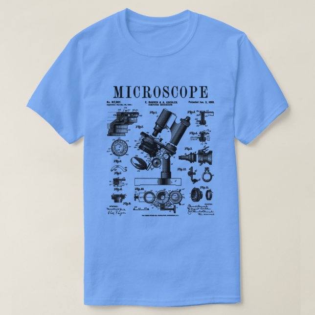 Mikroskopbiologe Science Vintag Patent Drawin T-Shirt (Design vorne)
