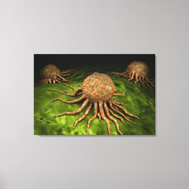 Mikroskopische Sicht auf das Krebsvirus Leinwanddruck (Vorderseite)