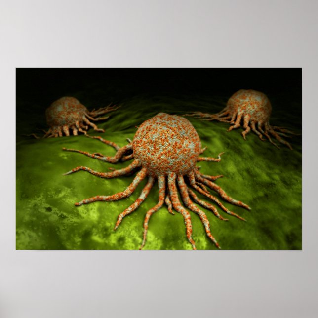Mikroskopische Sicht auf das Krebsvirus Poster (Vorne)