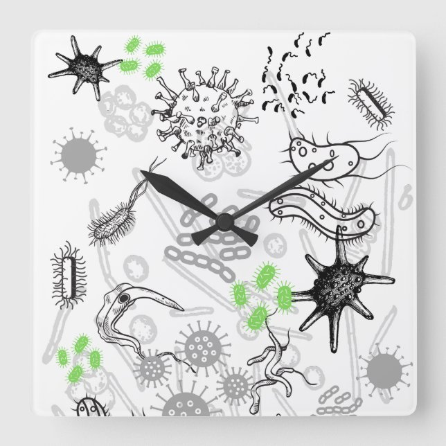 Mikrowelle Quadratische Wanduhr (Vorderseite)