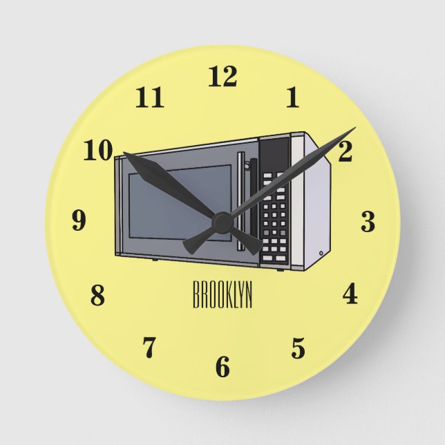 Mikrowellendarstellung Cartoon Runde Wanduhr (Vorderseite)