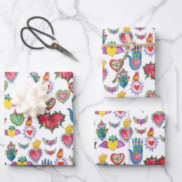 Milagros Flaming Hearts Liebe Geschenkpapier Set