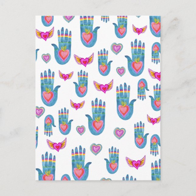 Milagros Flaming Hearts Niedliche Liebe Postkarte (Vorderseite)