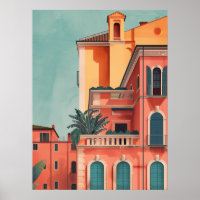 Milan Italien Strandhaus Vintage Kunstposter