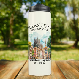 Milan Italy Gift Idea – Watercolor City Landscape Thermosbecher