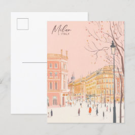 Milan Italy Gouache Paint Illustration Travel Postkarte