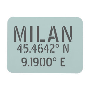 Milan Latitude und Longitude Magnet